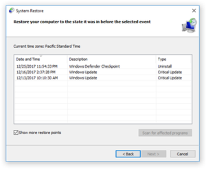 Clean Boot and System Restore options in Windows 10