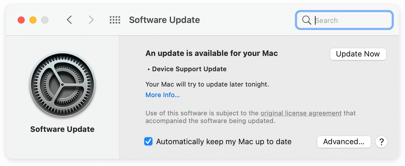 Click on "Software Update".
Click on the "Update Now" button.