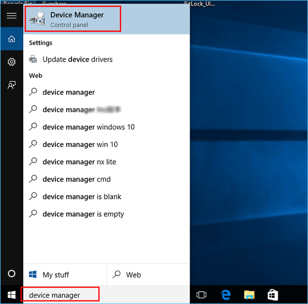 Click the Windows Start button
Select Device Manager