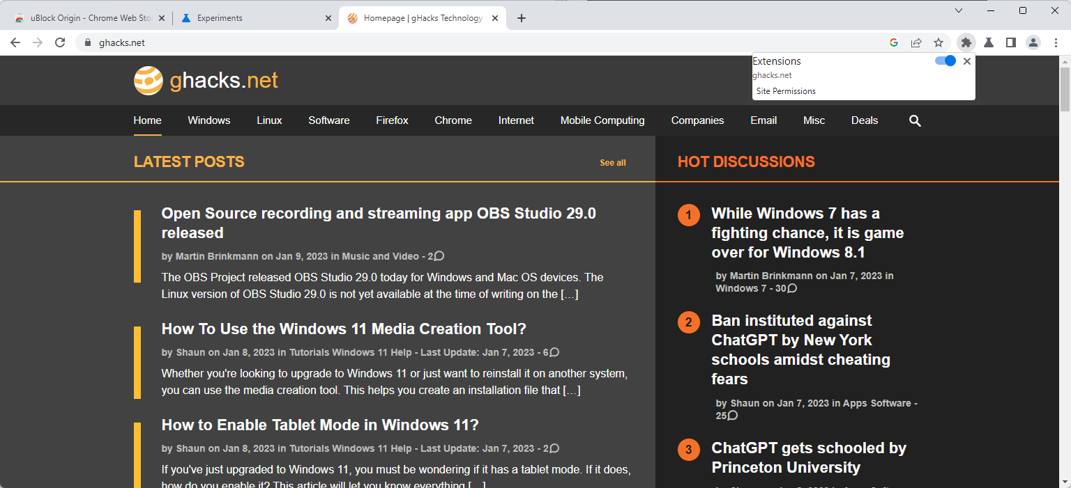 Disable all extensions
Restart the browser