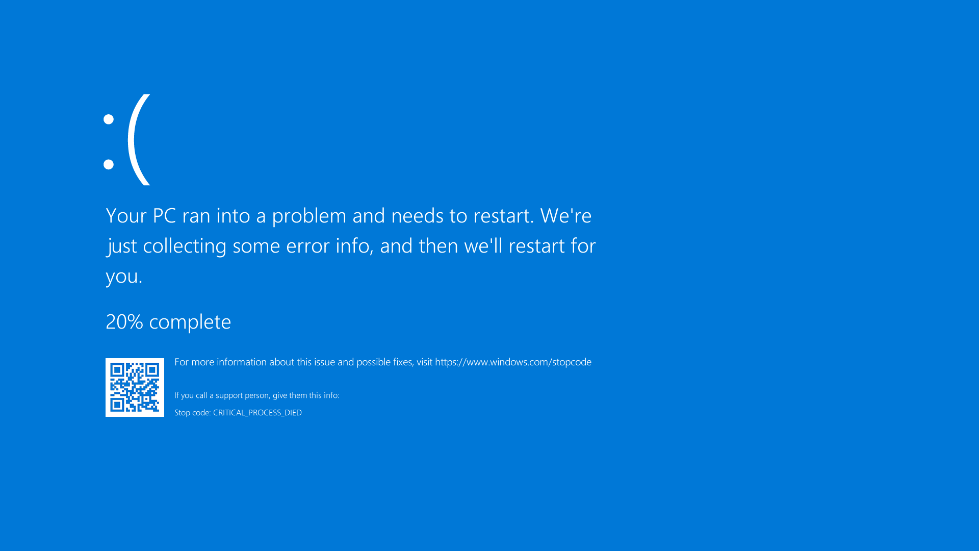 Error message on computer screen