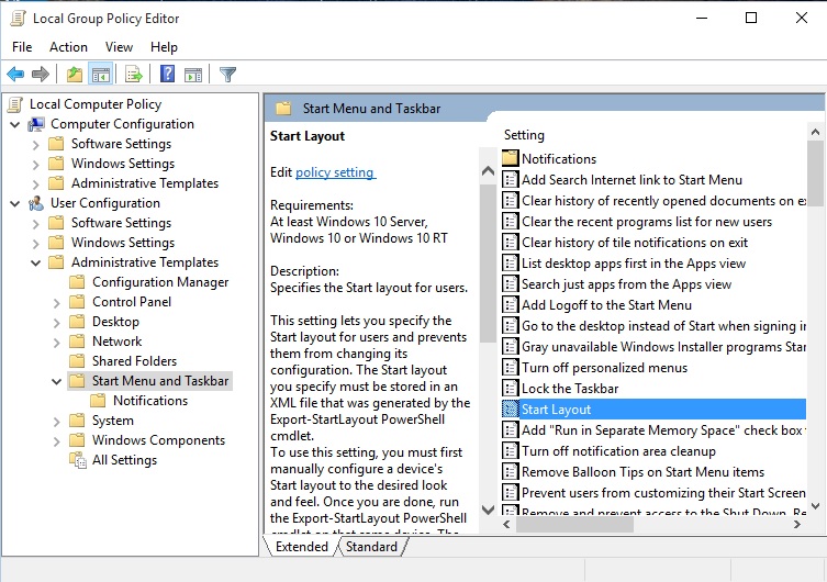 Group Policy settings