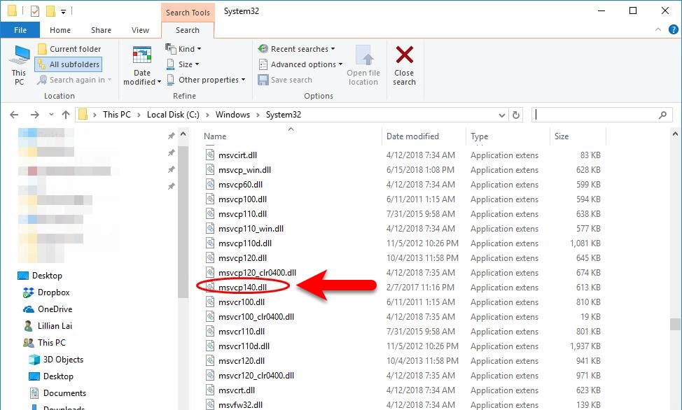 Locate the folder containing the application's executable file (usually ends with .exe extension).
Backup the existing MSVCP140.dll file by renaming it or moving it to a different location.
