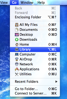 Open Finder and click on "Go" in the menu bar.
Hold down the "Option" key and select "Library".