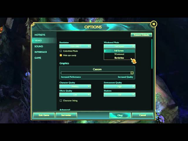 Open League of Legends
Go to the "Video" tab in settings