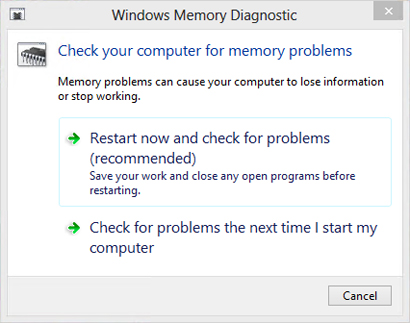 Open Start and search for Windows Memory Diagnostic.
Select Restart now and check for problems (recommended).