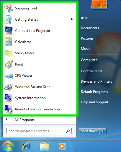Open the Start menu and go to All Programs.
Go to Accessories and then System Tools.