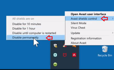 Open your Antivirus software.
Look for an option to disable or turn off the antivirus temporarily.