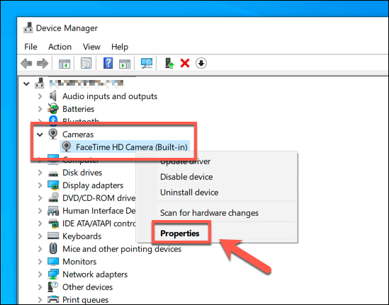 Right-click on the camera and select Update driver.
Restart the computer and test the camera again.