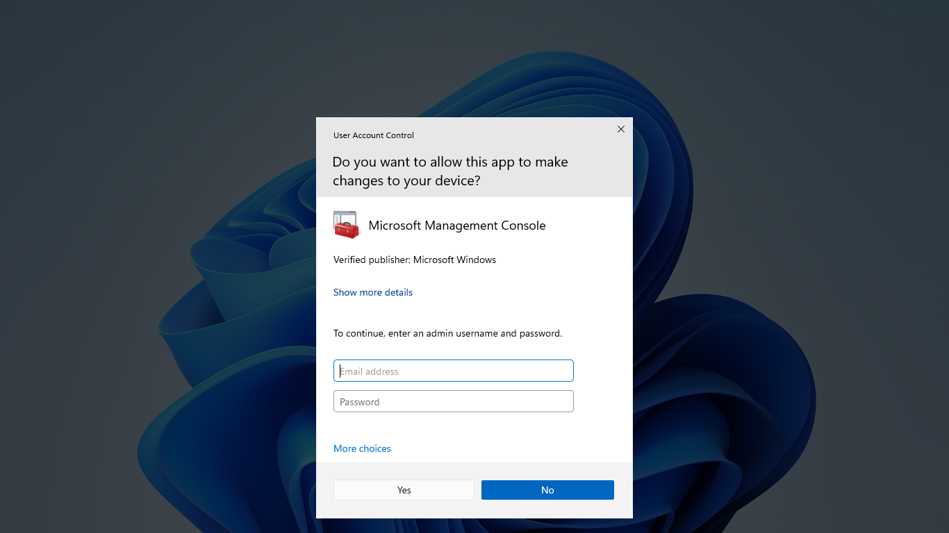User Account Control prompt