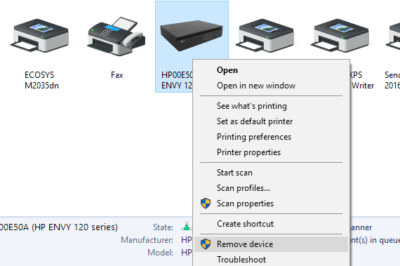 Wait for Windows to detect and install the printer automatically.
Check if the printer status is now available.