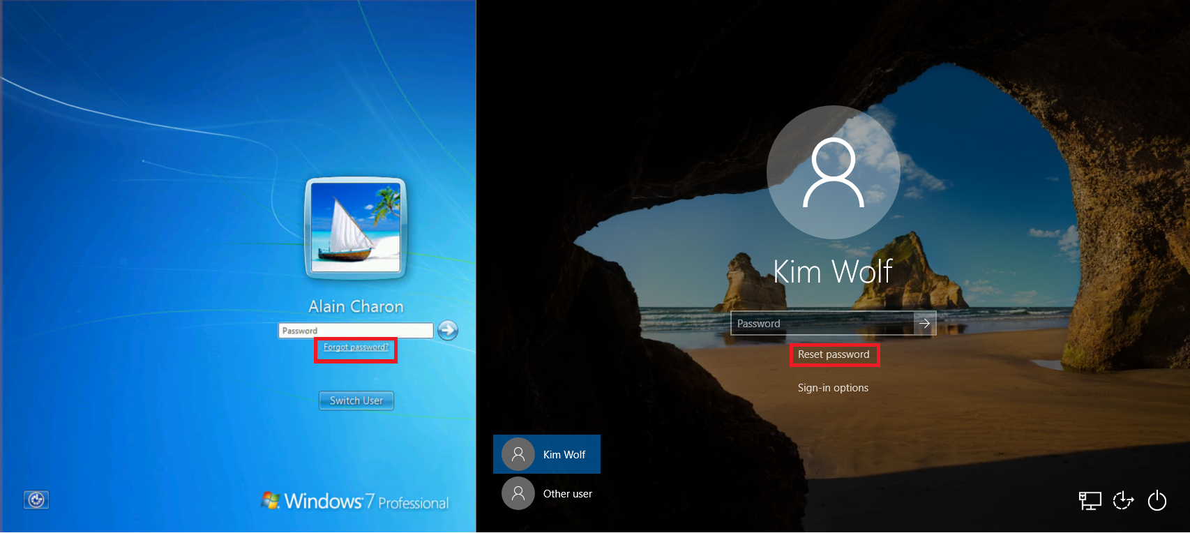 Windows 10 account login screen