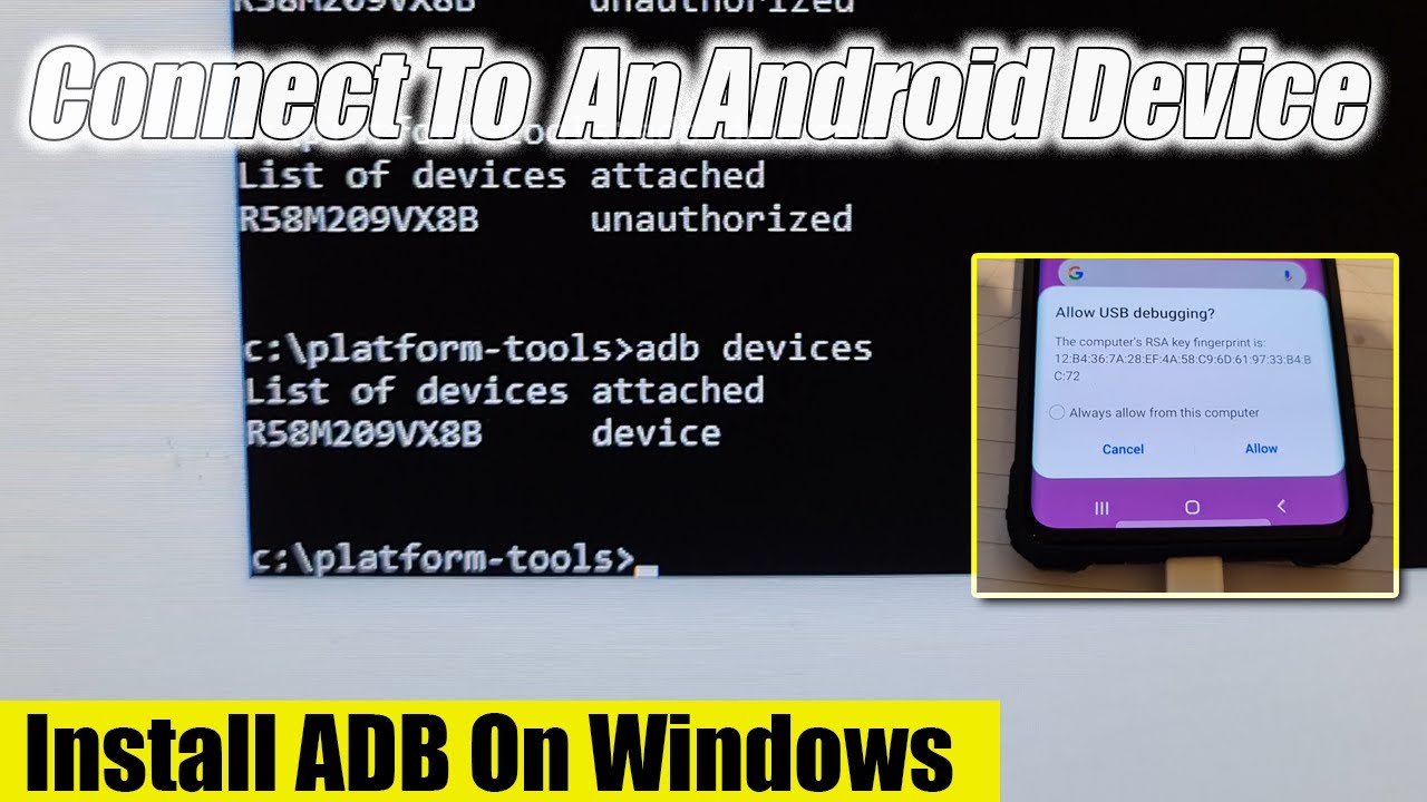 Windows will install the ADB drivers for your Android device.
Restart your computer and Android device.